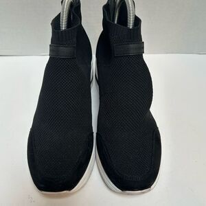 Marc‎ Fisher Women's Muscling Sneaker Black Wedge Knit Slip On Back Zipper 8 1/2